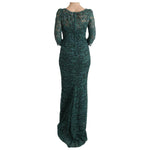 Dolce & Gabbana Green Floral Crystal Ricamo Sheath Dress SIG60589-1