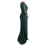 Dolce & Gabbana Green Floral Crystal Ricamo Sheath Dress SIG60589-1