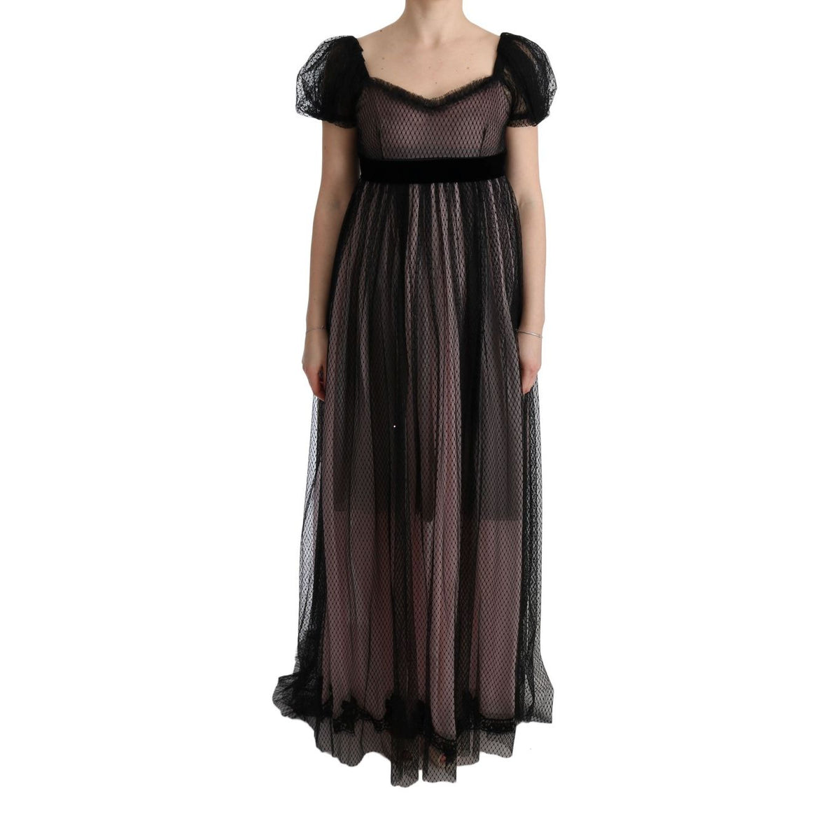 Dolce & Gabbana Black Pink Silk Long Shift Dress