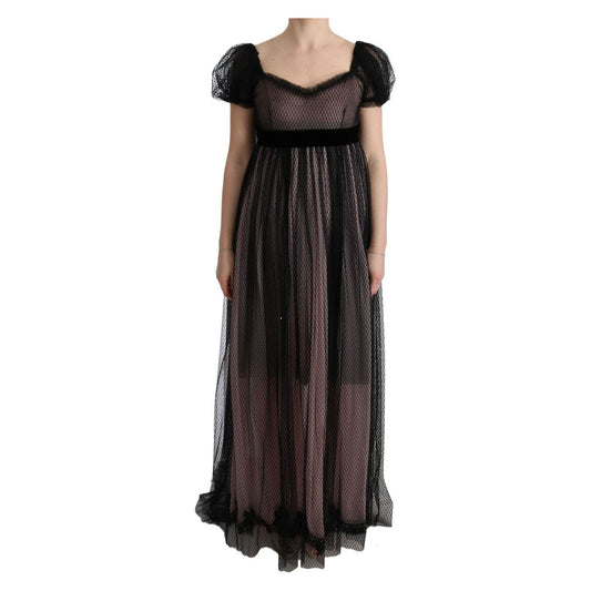 Dolce & Gabbana Black Pink Silk Long Shift Dress SIG60594-1