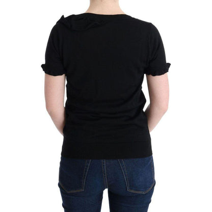 MARGHI LO' Black 100% Lana Wool Top Blouse T-shirt