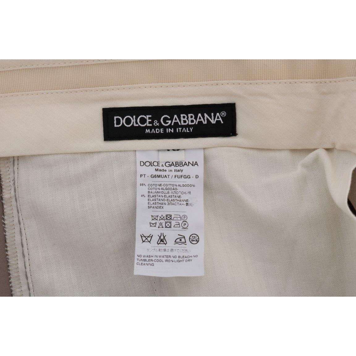 Dolce & Gabbana Beige Cotton Stretch Chinos Pants1728,4% Elastane,67345645728,Beige,Chino Pants - Pants - Clothing,Clothing,Dolce & Gabbana,IT44 | XS,Jeans & Pants - Men - Clothing,Material: 96% Cotton,Men,Men - Clothing,New with tags,Pants - Clothing