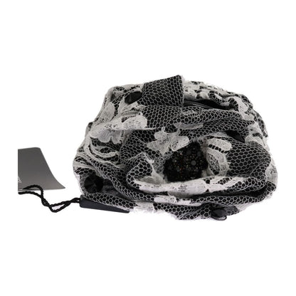 Dolce Gabbana floral lace hair claw featuring black and white floral lace and crystal embellishments, brand new with tags.