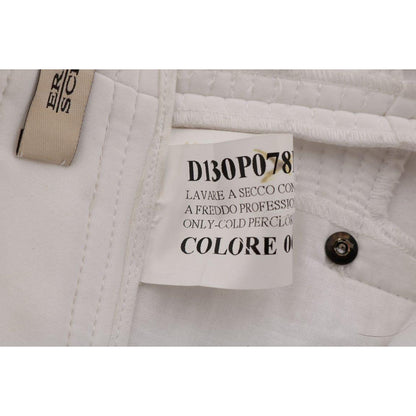Ermanno Scervino White Cotton Slim Fit Casual Pants