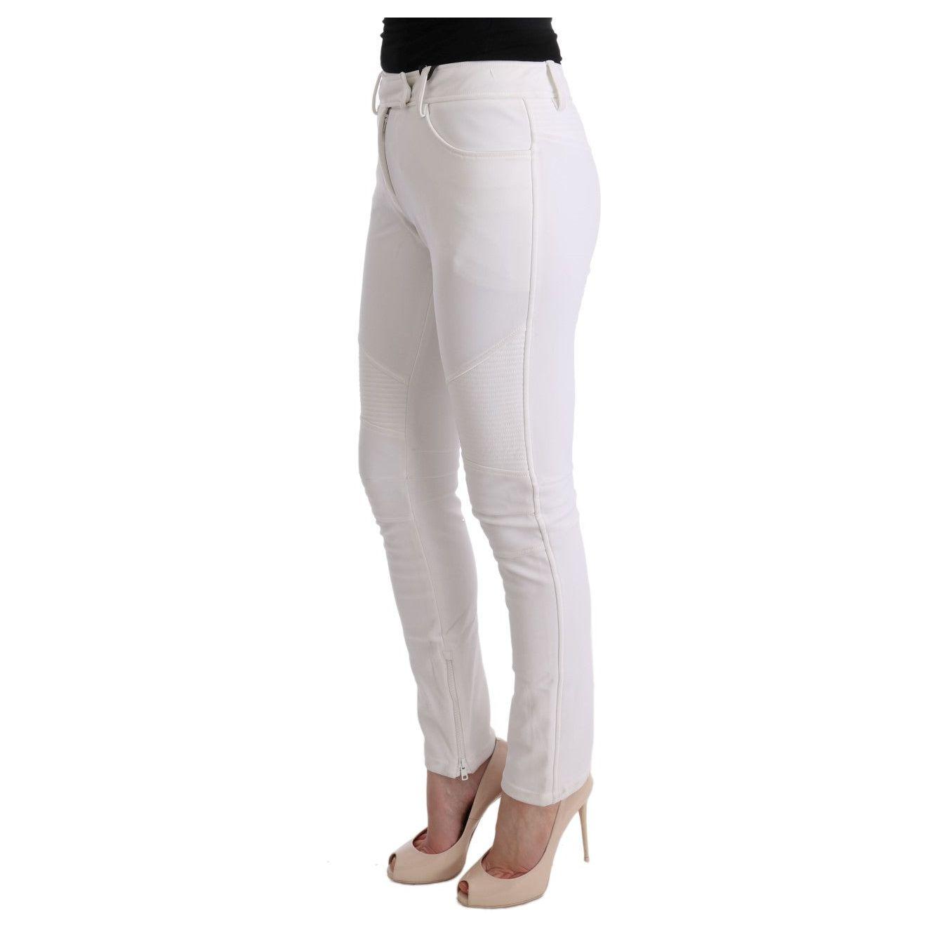 Ermanno Scervino White Cotton Slim Fit Casual Pants