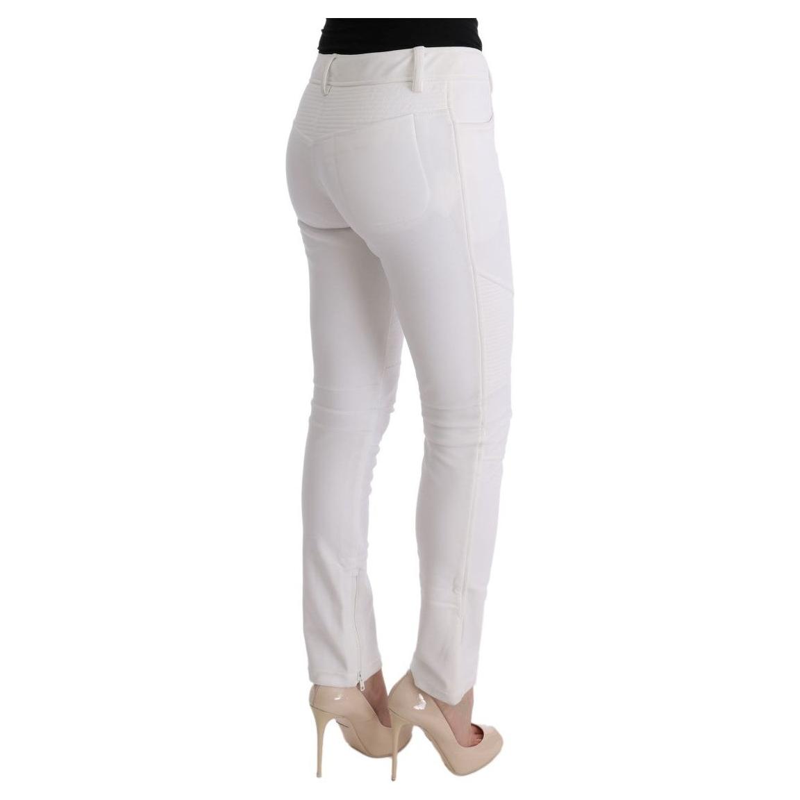 Ermanno Scervino White Cotton Slim Fit Casual Pants