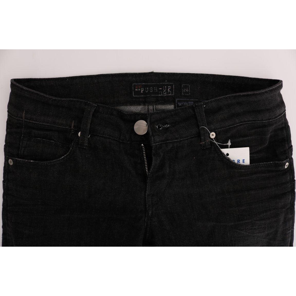Acht Black Denim Cotton Bottoms Slim Fit Jeans SIG30415-1
