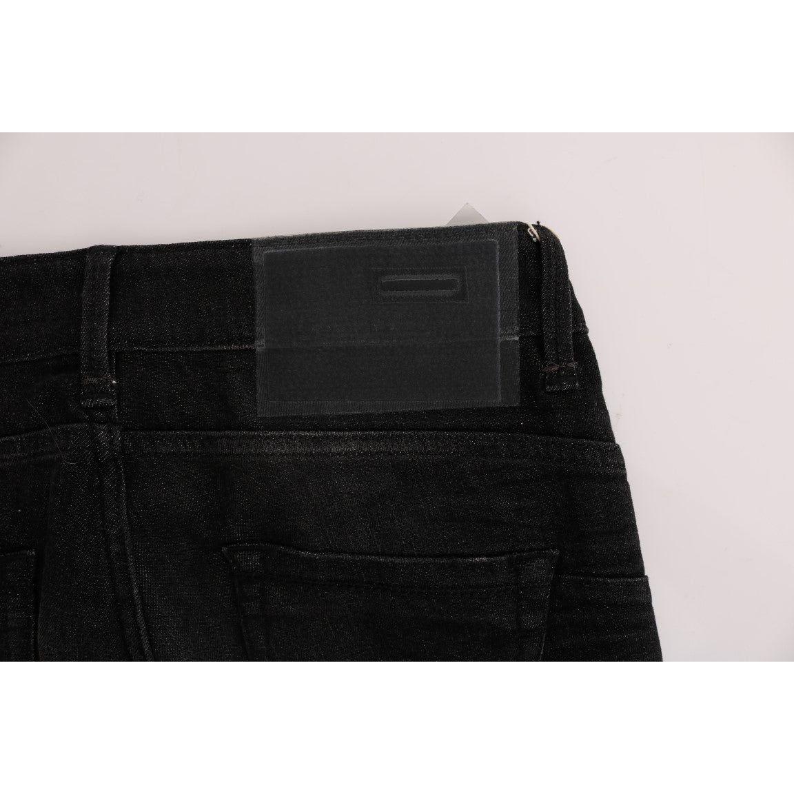 Acht Black Denim Cotton Bottoms Slim Fit Jeans SIG30415-1