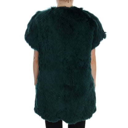 Dolce & Gabbana Green Alpaca Fur Vest Sleeveless Jacket