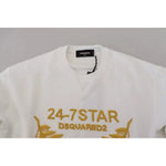 Dsquared² White Embroidered Crewneck Sweatshirt Sweater