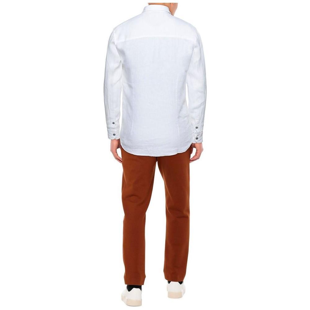 Alpha Studio White Linen Shirt