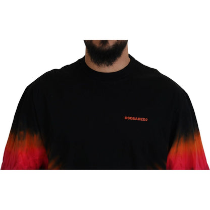 Dsquared² Black Orange Cotton Short Sleeves Crewneck T-shirt
