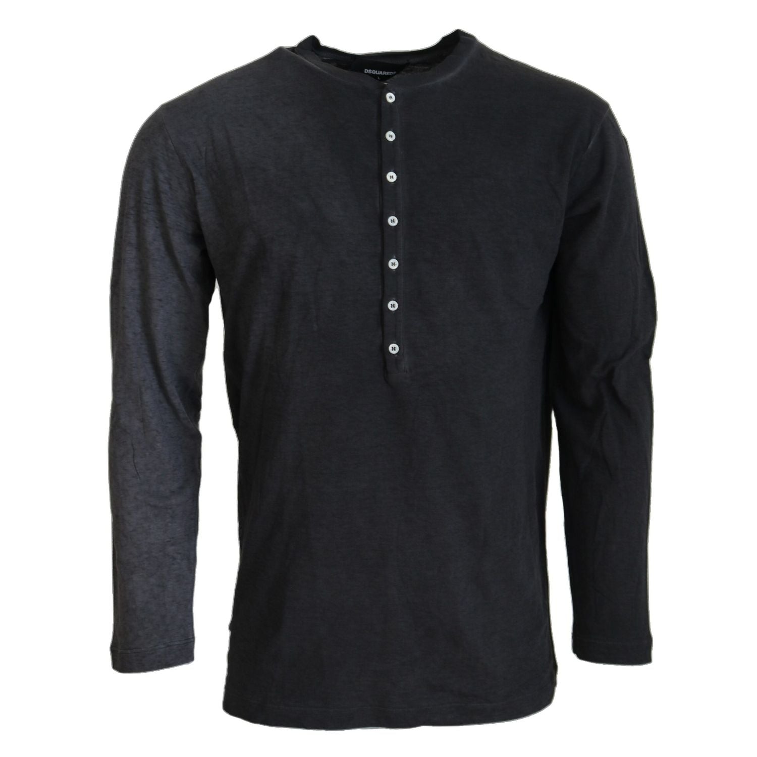 Dsquared² Black Cotton Linen Long Sleeves Pullover Sweater