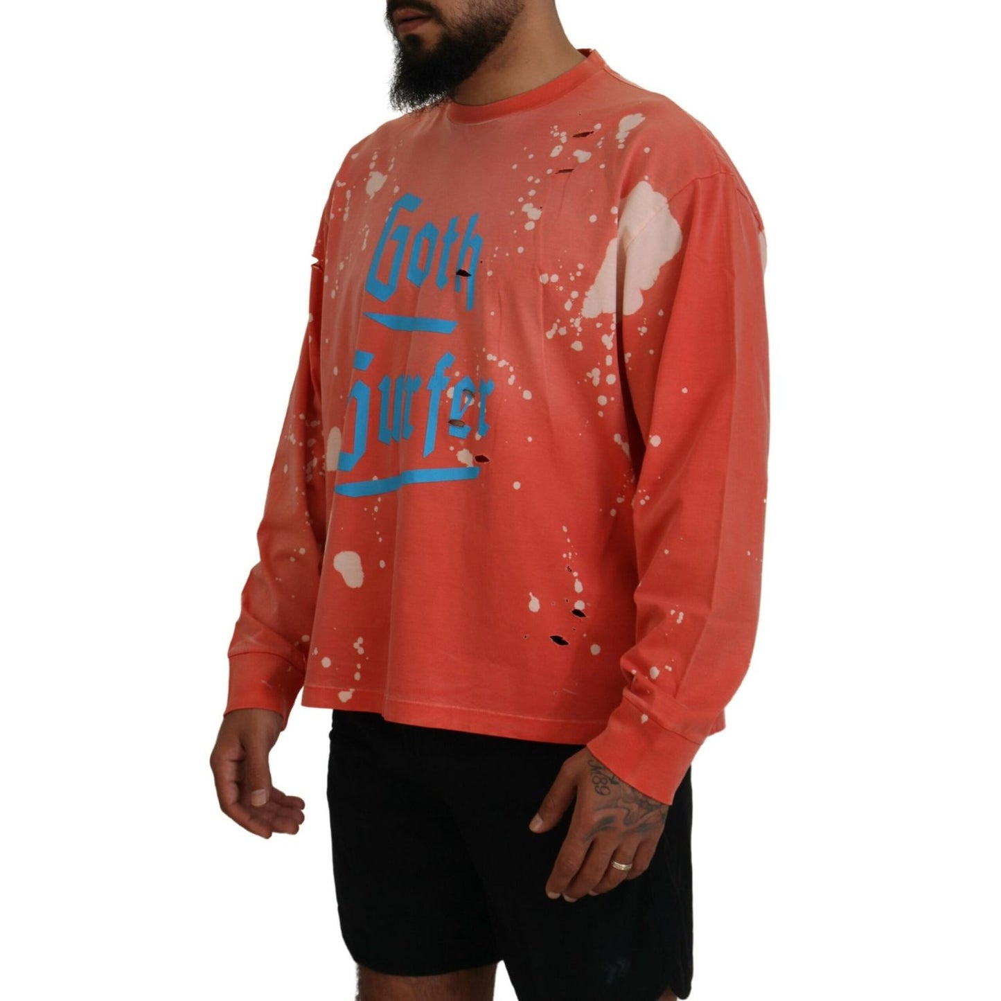Dsquared² Orange Printed Long Sleeves Pullover Sweater