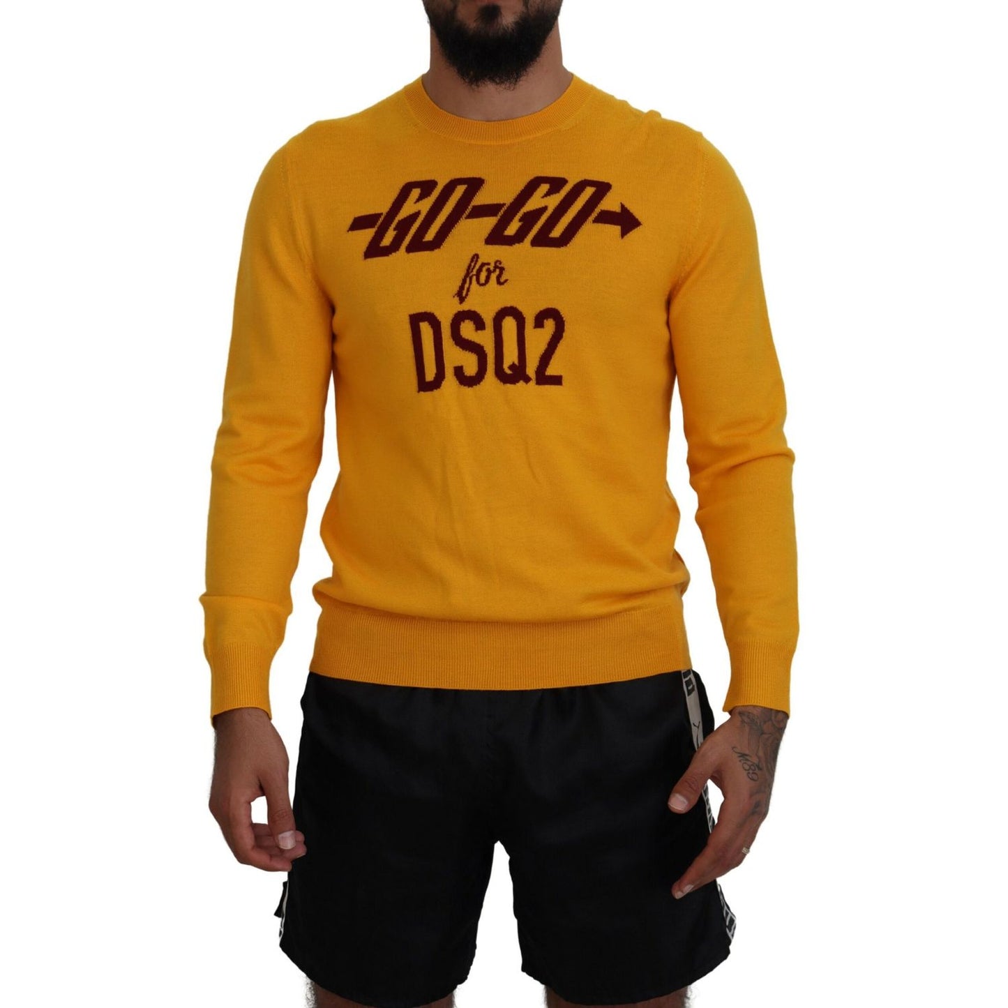 Dsquared² Orange Wool Long Sleeves Men Pullover Sweater