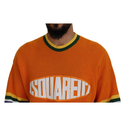 Dsquared² Orange Printed Long Sleeves Men Pullover Sweater