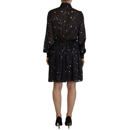 Dsquared² Black Polka Dot Long Sleeves Button Down Dress