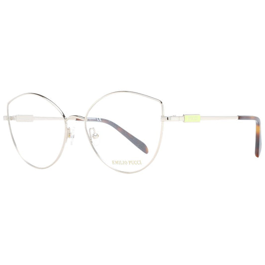 Emilio Pucci Silver Women Glasses Frame, cat eye metal full-rim with demo lenses, size 56-16-140, includes branded case.