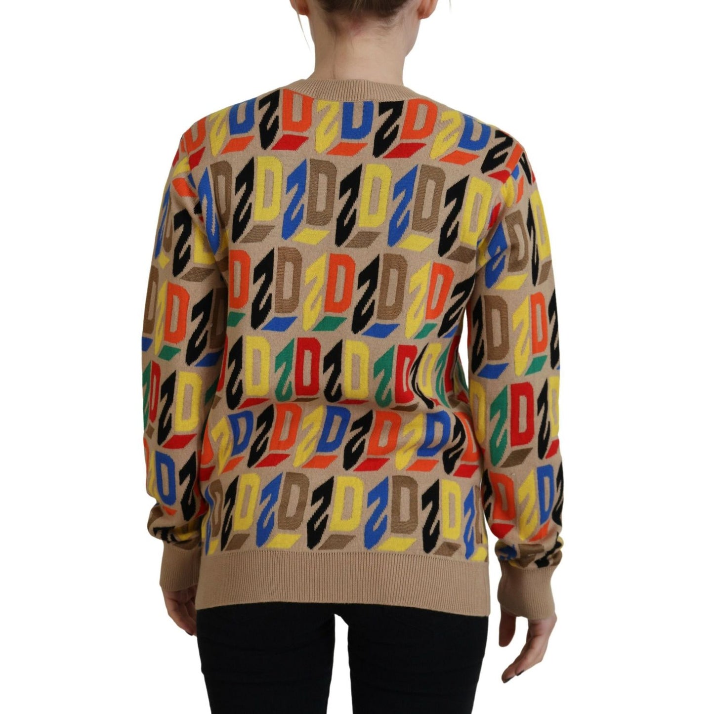 Dsquared² Brown Cotton Long Sleeve Crew Neck Printed Sweater