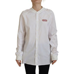 Dsquared² White Cotton Button Down Long Sleeves Crewneck Top