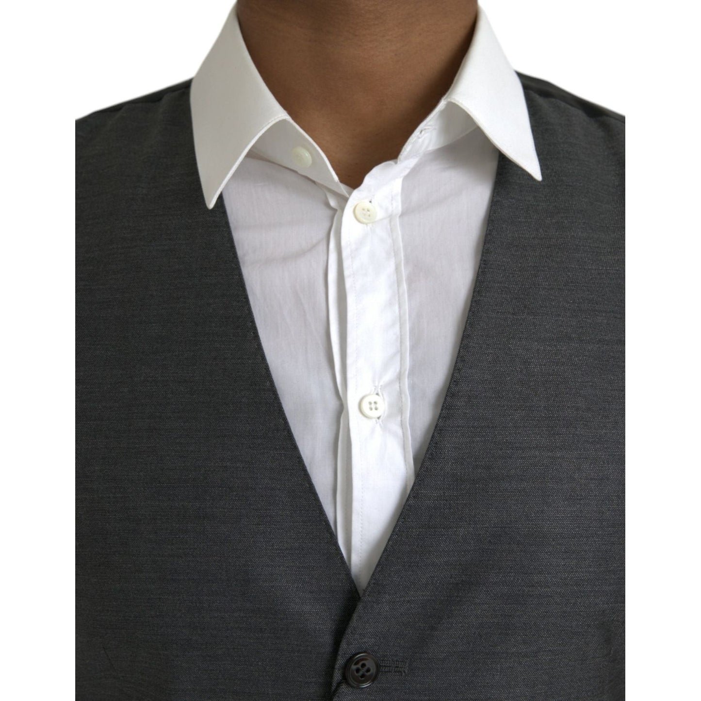 Dolce & Gabbana Gray Wool Formal Dress Waistcoat Vest