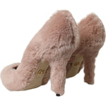 Dolce & Gabbana Light Pink Faux Fur Heels Pumps Shoes LA10789-37