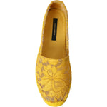 Dolce & Gabbana Yellow Taormina Lace Espadrille Loafers Flats Shoes Dolce & Gabbana Dark Goldenrod