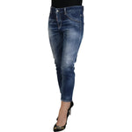 Dsquared² Blue Cotton Mid Waist Cropped Denim Jeans Cool Girl