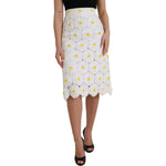 Dolce & Gabbana White Floral Pencil Straight Lace Skirt
