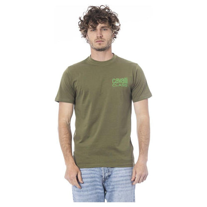Cavalli Class Green Cotton Men T-Shirt