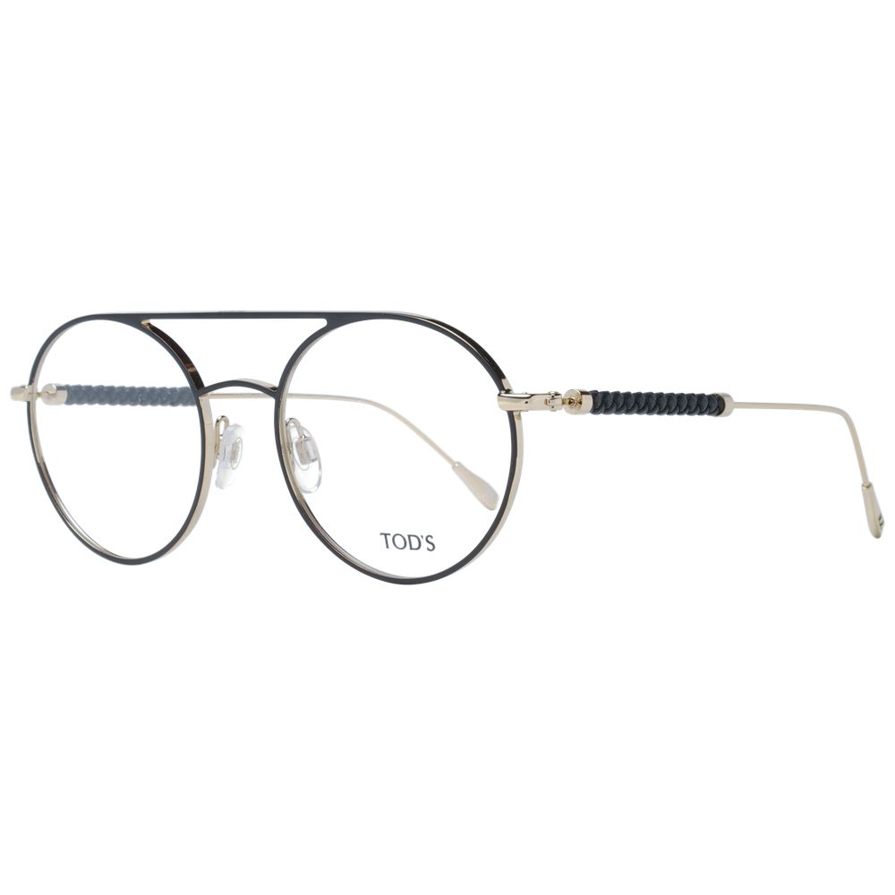 Tod's Black Women Glasses Frame, full-rim aviator style, metal with demo lenses, size 52-19-145, includes branded case.