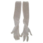 Dolce & Gabbana White Crystal Elbow Length Cotton Tulle Gloves