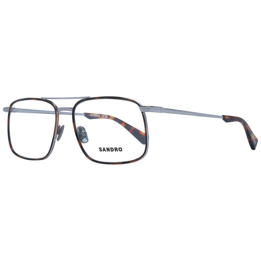 Sandro Gray Men Glasses Frame, full-rim metal aviator style, grey lenses