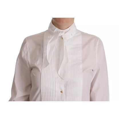 Dolce & Gabbana White Cotton Collared Long Sleeves Formal Shirt Top