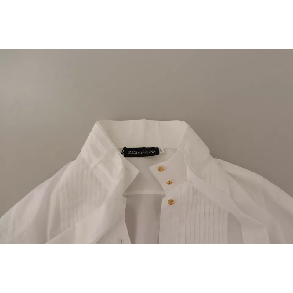Dolce & Gabbana White Cotton Collared Long Sleeves Formal Shirt Top