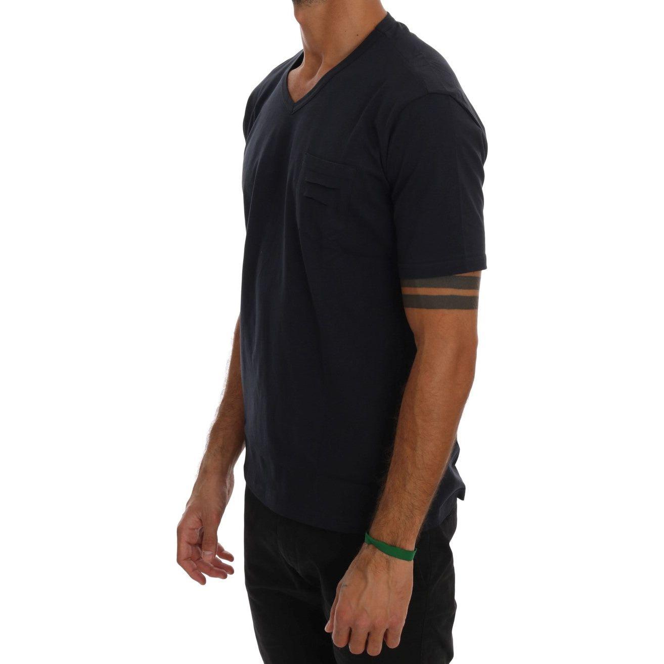 Daniele Alessandrini Blue Cotton V-neck T-Shirt 1728,67345645728,Blue,Clothing,Daniele Alessandrini,Material: 100% Cotton,Men,Men - Clothing,New with tags,S,T-Shirts - Clothing,T-Shirts - Men - Clothing,T-Shirts - T-Shirts - Clothing