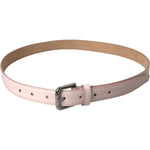 Dolce & Gabbana Light Pink Leather Silver Metal Buckle Belt