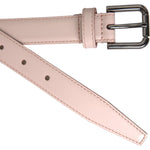 Dolce & Gabbana Light Pink Leather Silver Metal Buckle Belt