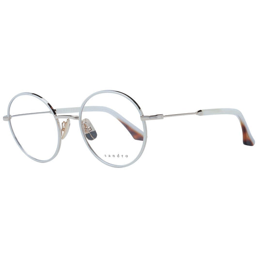 Sandro White Women Glasses Frame with full-rim stainless steel and demo lenses, size 49-21-140, in white.