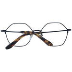 Sandro Black Women Glasses Frame with geometric full-rim black stainless steel frame, demo lenses, and tortoiseshell temples.