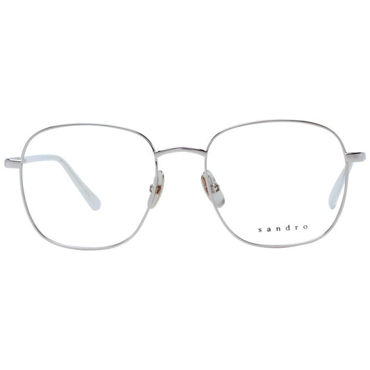 Sandro Silver Women Glasses Frame, stainless steel full-rim, square style with demo lenses, includes branded case, size 52-18-140.