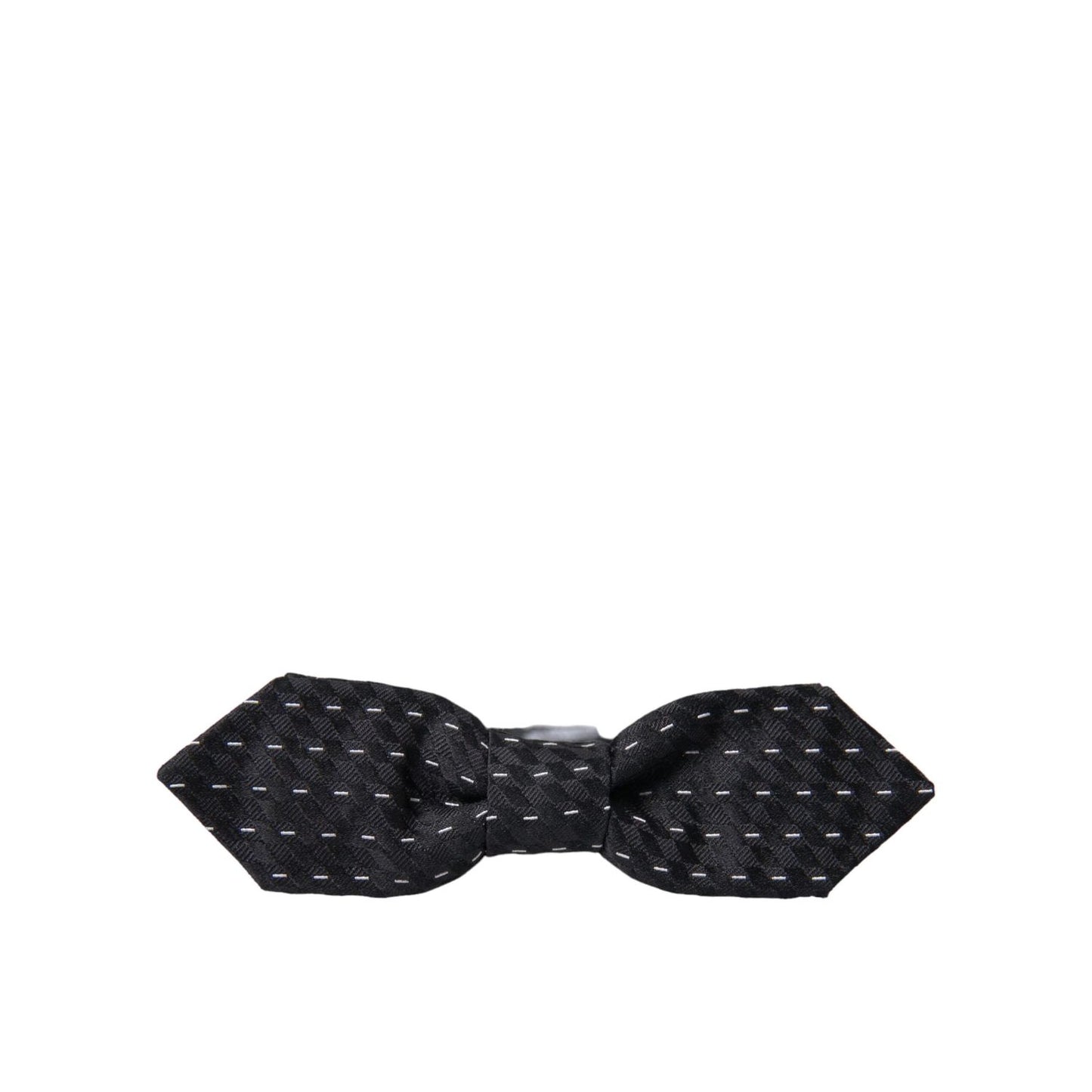 Dolce & Gabbana Black White Stitched Silk Men Neck Bow Tie