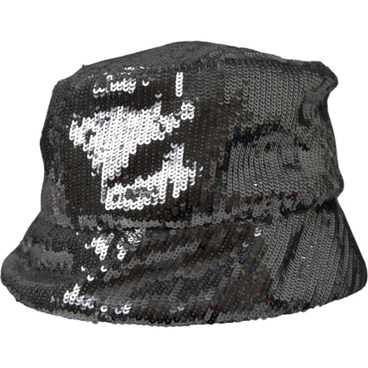 Dolce & Gabbana Silver Sequined Nylon Bucket Hat Men HAT9526-60