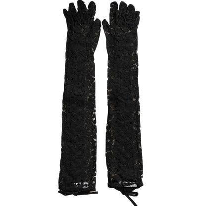 Dolce & Gabbana Black Taormina Lace Elbow Length Gloves