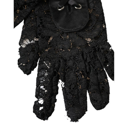 Dolce & Gabbana Black Taormina Lace Elbow Length Gloves