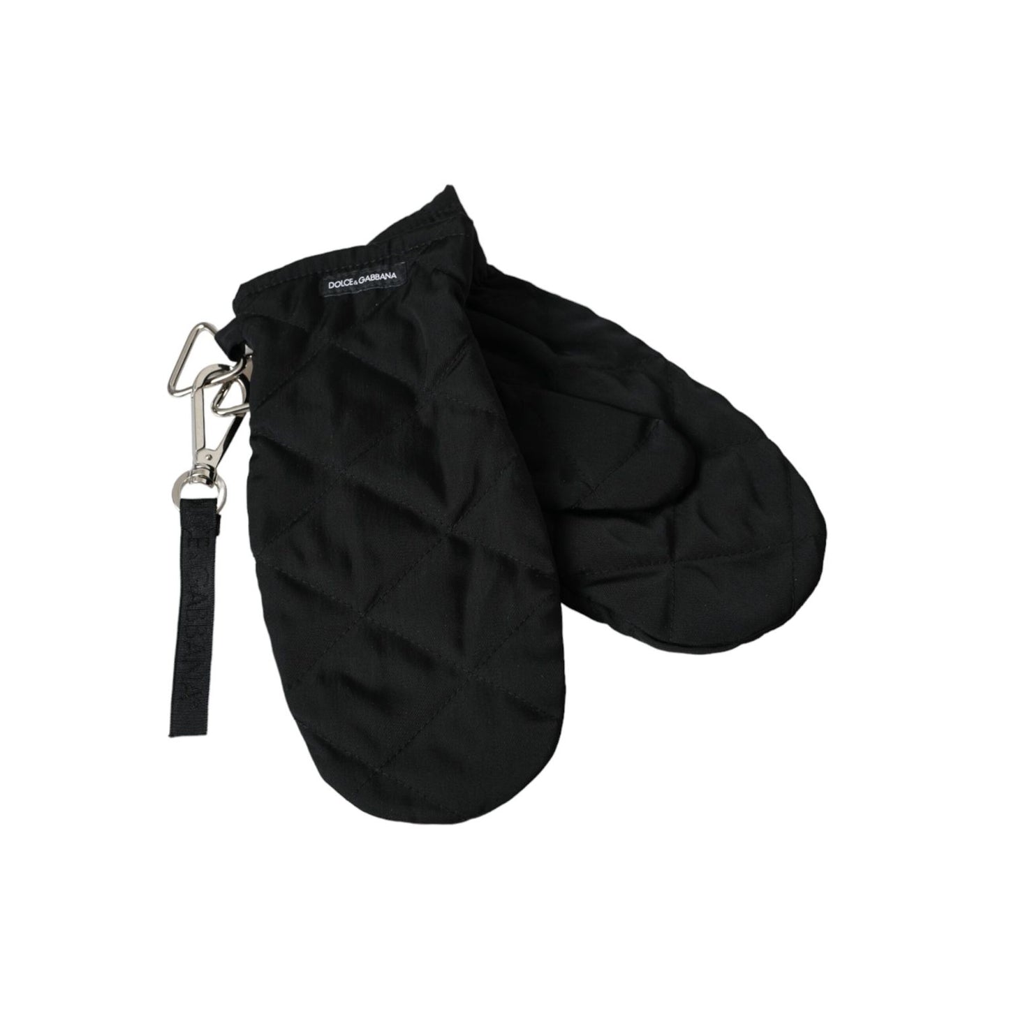 Dolce & Gabbana Black Quilted Nylon Wrist Length Mitten Gloves