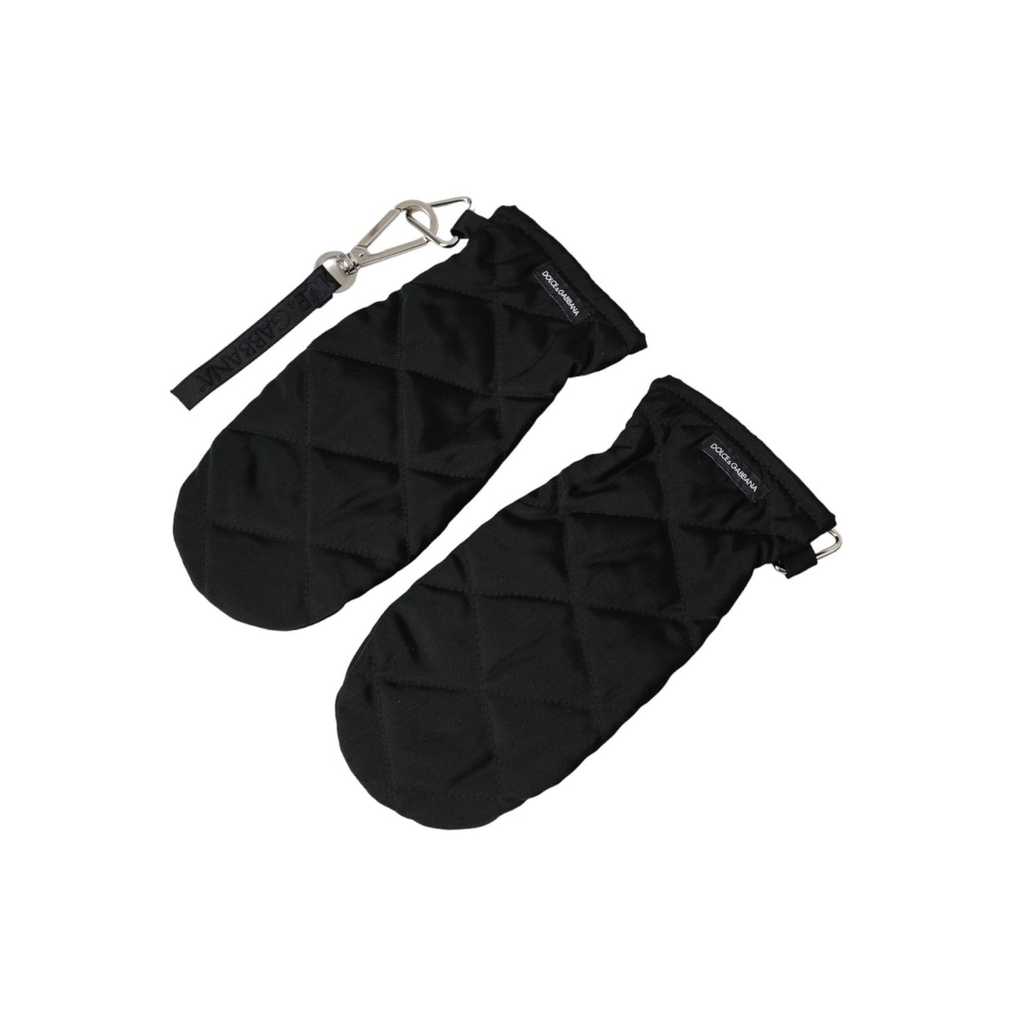 Dolce & Gabbana Black Quilted Nylon Wrist Length Mitten Gloves
