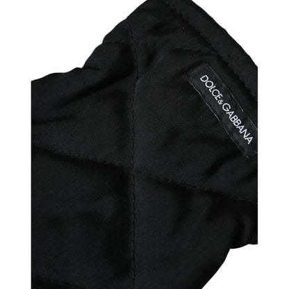 Dolce & Gabbana Black Quilted Nylon Wrist Length Mitten Gloves