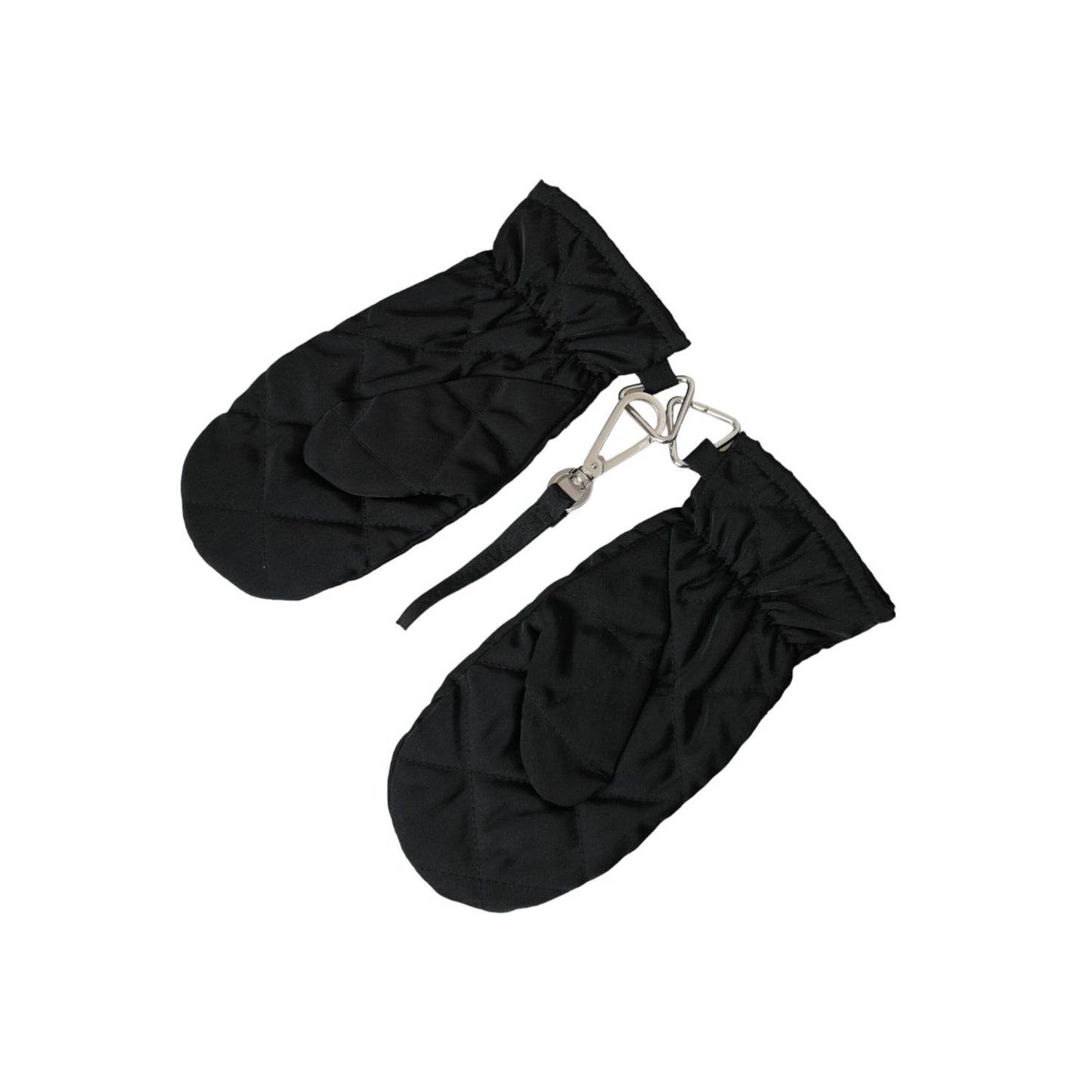 Dolce & Gabbana Black Quilted Nylon Wrist Length Mitten Gloves