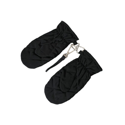 Dolce & Gabbana Black Quilted Nylon Wrist Length Mitten Gloves